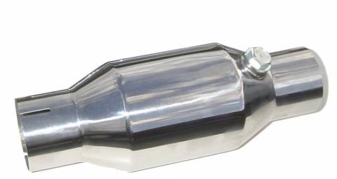 High Flow Mini Catalytic Converter 3 in Metallic Substrate Polished 304 Stainless Steel Pypes Exhaust