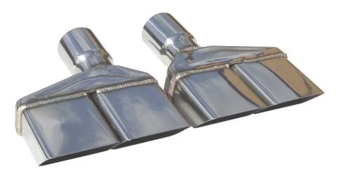Exhaust Tail Pipe Tip Set 70-74 Challenger 2.5 in Dual Rectangle Clamp On Hardware Not Incl Polished 304 Stainless Steel Pair Pypes Exhaust