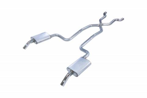 Crossmember Back w/X-Pipe Exhaust System 74-81 Corvette C3 Split Rear Dual Exit 2.5 in Intermediate And Tail Pipe Turbo Pro Mufflers/Hardware Incl Tip Not Incl Pypes Exhaust