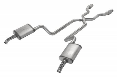 1975-1980 Corvette C3 2.5 Inch Crossmember Back Exhaust Kit With X-Pipe 409 Stainless Includes Catalytic Converters No Mufflers Pypes Performance Exhaust