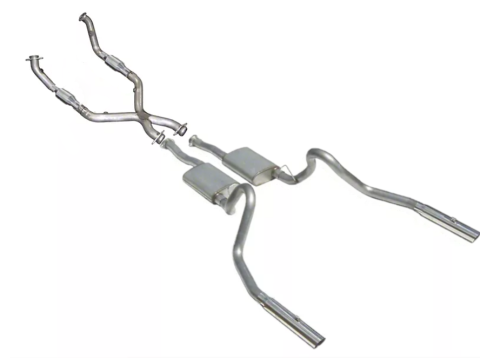 Cat Back Exhaust System 98-04 Mustang V6 Split Rear Dual Exit 2.5 in Intermediate Pipe And Tailpipe Street Pro Muffler/Hardware/3 in Polished Tips Incl Natural 409 Stainless Steel Pypes Exhaust