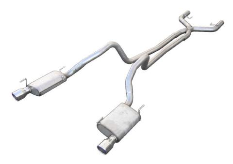 Cat Back Exhaust System 05-10 Mustang V6 Split Rear Dual Exit 2.5 in True Dual After-Cat X/Mid Pipes/Hardware/Violator Muffler/4 in Polished Tips InclPypes Exhaust