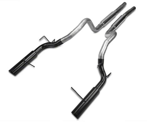 Cat Back Super System Exhaust System 11-14 Mustang GT Split Rear Dual Exit 2.5 in M80 Mufflers/Hardware/4 in Black Tips Incl Natural Finish 409 Stainless Steel Pypes Exhaust