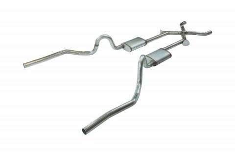 Crossmember Back w/Xchange Exhaust System 70-71 GTO/68-72 442 Split Rear Dual Exit 2.5 in Intermediate And Tail Pipe w/Valance Cutouts Turbo Pro Mufflers/Hardware Incl Tip Not Incl Pypes Exhaust