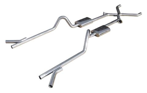 Crossmember Back w/Xchange Exhaust System Split Rear Dual Exit 2.5 in Intermediate And Tail Pipe Race Pro Mufflers/Hardware Incl Tip Not Incl Pypes Exhaust