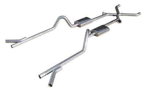 Crossmember Back w/Xchange Exhaust System Split Rear Dual Exit 2.5 in Intermediate X-Pipe And Tail Pipe Turbo Pro Mufflers/Hardware Incl Tip Not Incl Pypes Exhaust
