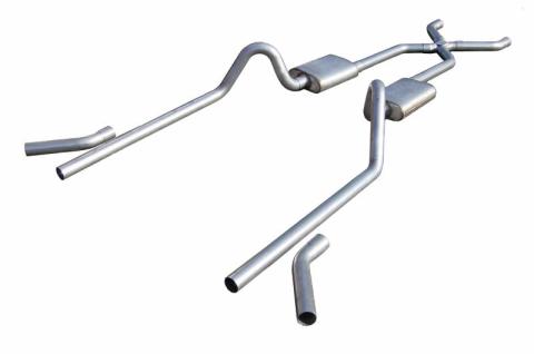 1955-1957 Tri-Five Chevy 3 Inch Crossmember Back Exhaust System With X-Pipe 409 Stainless No Mufflers Pypes Performance Exhaust