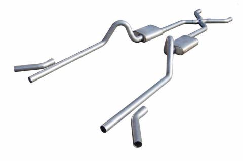 1955-1957 Tri-Five Chevy Pocket Kit 2.5 Inch Crossmember Back Exhaust System With X-Pipe 409 Stainless Street Mufflers Pypes Performance Exhaust