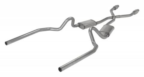 Crossmember Back w/X-Pipe Exhaust System 78-88 GM G-Body SS Split Rear Dual Exit 2.5 intermediate And Tail Pipe Hardware Incl Muffler And Tip Not Incl Catalytic Converter Incl Pypes Exhaust