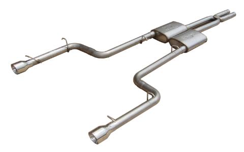 Cat Back Exhaust System Split Rear Dual Exit 66-74 Mopar B-Body 3 in Intermediate And Tail Pipe Race Pro Muffler/Hardware/4 in Polished Tips Incl Natural Finish 409 Stainless Steel Pypes Exhaust