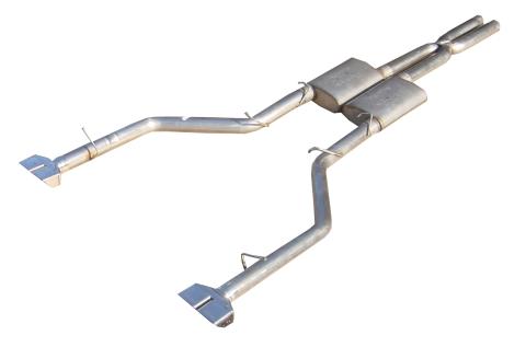 Cat Back Exhaust System Split Rear Dual Exit 08-14 Challenger V8 Exc SRT8 2.5 in Intermediate And Tail Pipe Violator Muffler/Hardware/Black Tips Inc Natural Finish 409 Stainless Steel Pypes Exhaust