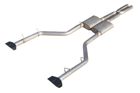 Cat Back Exhaust System Split Rear Dual Exit 08-14 Challenger V8 SRT8 3 in Intermediate And Tail Pipe Street Pro Mufflers/Hardware/3 in Black Tips Incl Natural Finish 409 Stainless Steel Pypes Exhaust