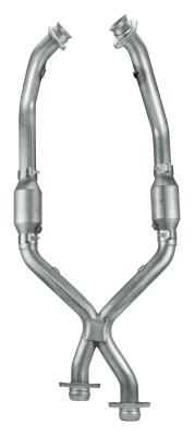 1998-2004 Mustang V6 2.5 Inch X-Pipe Exhaust Kit High Flow Ceramic Catalytic Converters 409 Stainless Steel Pypes Performance Exhaust