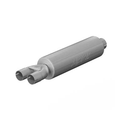 3 Inch Exhaust Pipe ID Inlet/Dual 2.5 Inch ID Outlet 30.5 Inch Muffler Mild Tone T409 Stainless Steel MBRP