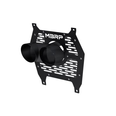 24-Present Can-Am Maverick R, Black-Coated 4-Inch OD Dual Tip and Shield Assembly MBRP