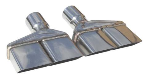 Exhaust Tail Pipe Tip Set 70-74 Challenger 2.5 in Dual Rectangle Clamp On Hardware Not Incl Polished 304 Stainless Steel Pair Pypes Exhaust
