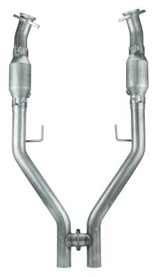 Exhaust H Pipe Catted For Long Tubes 05-10 Mustang 2.5 in H-Pipe Hardware Incl Natural 409 Stainless Steel Pypes Exhaust