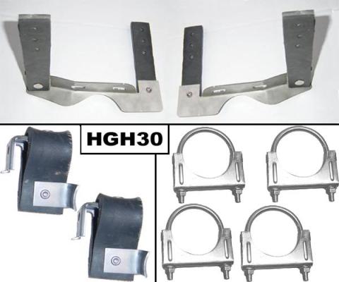 Exhaust System Hanger Kit 64-72 GTO Incl Pair Muffler Hangers/Tailpipe Hangers/(4) 2.5 in U Clamps Natural 304 Stainless Steel Pypes Exhaust
