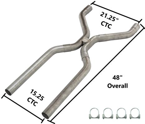 2.5 Inch Universal H-Pipe Crossover Exhaust Kit Mandrel Bent 409 Stainless Steel Pypes Exhaust