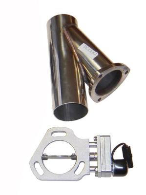 Y Exhaust Electric Dump Cutout 2.5 in Hardware Incl Natural Aluminum And 304 Stainless Steel Pypes Exhaust