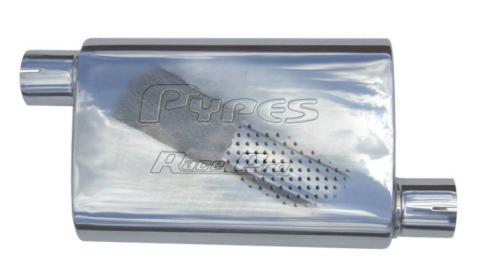 Race Pro Series Muffler 14 in 2.5 in Offset/Offset Hardware Not Incl Polished 304 Stainless Steel Pypes Exhaust