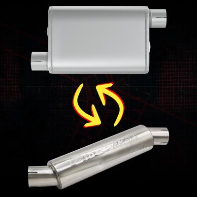 M-80 Muffler 14 Inch Body 2.5 Inch Offset Inlet/Offset Outlet 304 Stainless Pypes Performance Exhaust