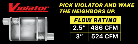 Violator Series Muffler 14 in 2.5 in Offset/Offset Hardware Not Incl Natural 409 Stainless Steel Pypes Exhaust