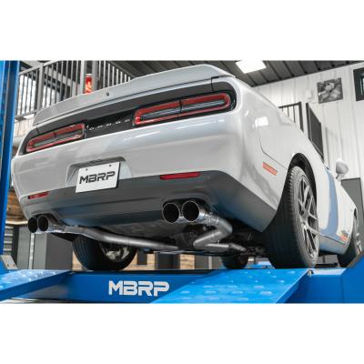 2015-2016 Dodge Challenger Aluminized Steel 3 Inch Dual Rear Cat-Back Quad Tips (Race Version) Exhaust System MBRP