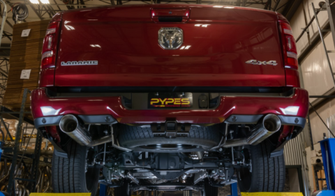 RAM Cat Back Exhaust System Pype Bomb For 19-24 Dodge Ram 1500 Split Rear Dual Exit 3 Inch Intermediate And 2.5 Inch Tail Pipe 4.5 Pype Bomb Tip Muffler Incl Hardware Incl Tip Incl Pypes Exhaust