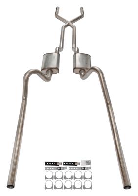 1966-71 Ford Fairlane 2.5 Inch X-Pipe Crossmember Back Rear Exit Exhaust No Mufflers Pypes Performance Exhaust