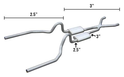 65-70 Mustang Crossmember Back Hyrbird 3 Inch - 2.5 Inch W/X Pipe Pypes Exhaust