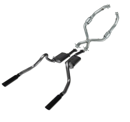 Cat Back Exhaust System 98-04 Mustang V6 Split Rear Dual Exit 2.5 in Intermediate Pipe And Tailpipe Street Pro Muffler/Hardware/3 in Black Tips Incl Natural 409 Stainless Steel Pypes Exhaust