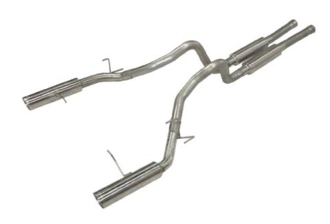 Cat Back Super System Exhaust System 11-14 Mustang GT Split Rear Dual Exit 2.5 in M80 Mufflers/Hardware/4 in Polished Tips Incl Natural Finish 409 Stainless Steel Pypes Exhaust