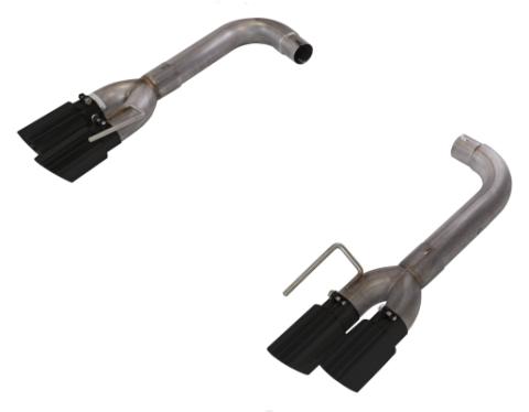 Axle Back Exhaust 18-Pres Mustang GT Split Rear Quad Exit 3 in Quad 304 Stainless Steel Black Coated Tips Incl Hardware/Muffler DeletePypes Exhaust