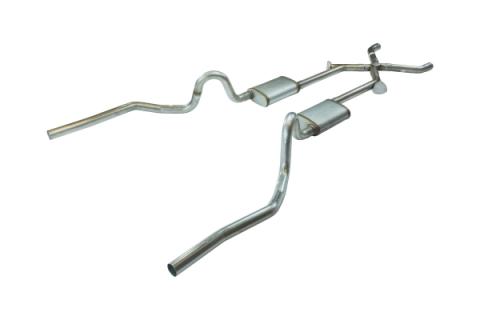Crossmember Back w/Xchange Exhaust System 70-71 GTO/68-72 442 Split Rear Dual Exit 2.5 in Intermediate And Tail Pipe w/Valance Cutouts Race Pro Mufflers/Hardware Incl Tip Not Incl Pypes Exhaust