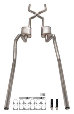 1965-70 Chevy Impala  H-Pipe Crossmember Back Exhaust 409 SS Rear Exit Street Pro Mufflers Pypes Performance Exhaust