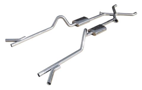 Crossmember Back w/Xchange Exhaust System Split Rear Dual Exit 2.5 in Intermediate And Tail Pipe Race Pro Mufflers/Hardware Incl Tip Not Incl Pypes Exhaust