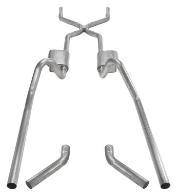 1955-1957 Tri-Five Chevy Pocket Kit 2.5 Inch Crossmember Back Exhaust System With H-Bomb H-Pipe 409 Stainless Street Mufflers Pypes Performance Exhaust