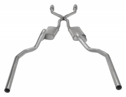 Crossmember Back w/X-Pipe Exhaust System 78-88 GM G-Body SS Split Rear Dual Exit 2.5 in Intermediate Pipe And Tailpipe Turbo Pro Mufflers/Hardware Incl Tip Not Incl Catalytic Converter Incl Pypes Exhaust