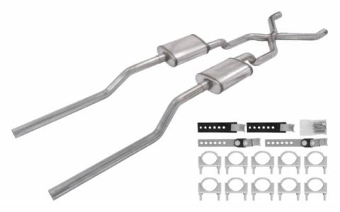 55-59 GM 2WD Truck 2.5 Inch Crossmember Back Exhaust Kit With Turbo Pro Mufflers Pypes Performance Exhaust