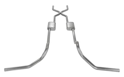 1975-1987 GM C15 Truck 2.5 Inch Crossmember Back With H-Bomb H-Pipe Exhaust System Includes Catalytic Converters 409 Stainless No Mufflers Pypes Performance Exhaust