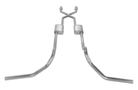 1975-1987 GM C15 Truck 2.5 Inch Crossmember Back With X-Pipe Exhaust System Includes Catalytic Converters 409 Stainless No Mufflers Pypes Performance Exhaust