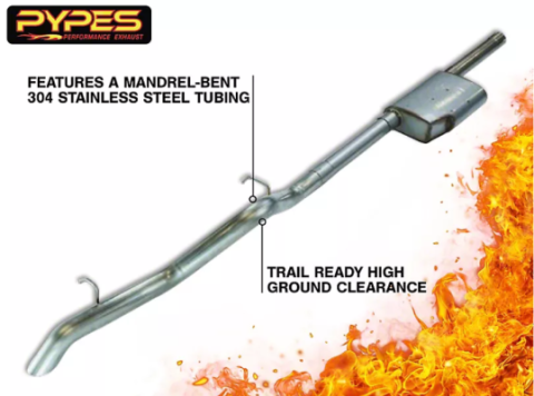 Cat Back Exhaust System 07-18 Jeep Wrangler JK 4 Door High Ground Clearance Single Rear Exit 2.5 in Intmd/Tail Pipe Street Pro Muffler/Hardware Incl Tip Not Incl Natural Finish 304 Stainless Steel Pypes Exhaust