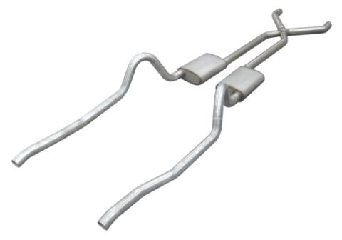 Crossmember Back w/X-Pipe Exhaust System 67-73 Mopar A-Body Split Rear Dual Exit 2.5 in Intermediate And Tail Pipe Violator Mufflers/Hardware Incl Tip Not Incl Pypes Exhaust