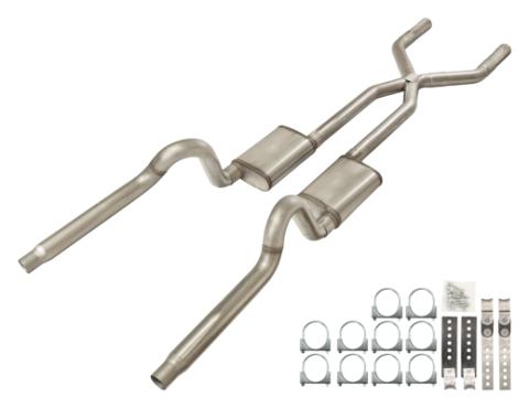 1970-1974 Mopar E-Body 3 Inch Crossmember Back Exhaust System 409 Stainless No Mufflers Pypes Performance Exhaust