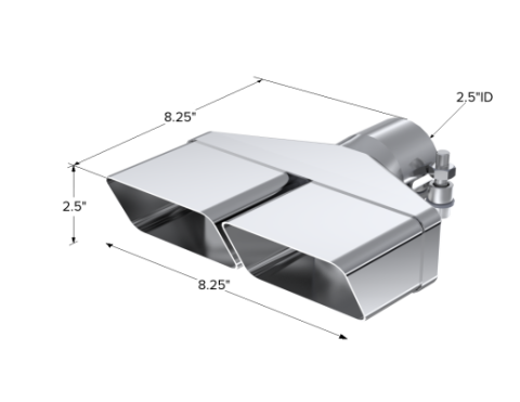 Exhaust Tip 8 x 2 1/2 Inch ID Rectangle 2 1/2 Inch O.D. Inlet 8 1/4 Inch Length T304 Stainless Steel MBRP