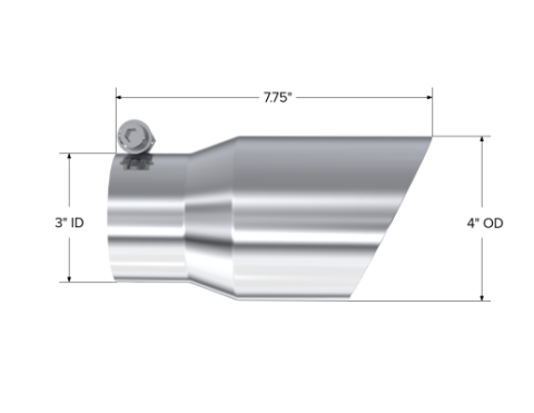 Exhaust Tip 4 Inch O.D. Dual Wall Angled Rolled End Fits Aluminized Steel 3 Inch Systems MBRP