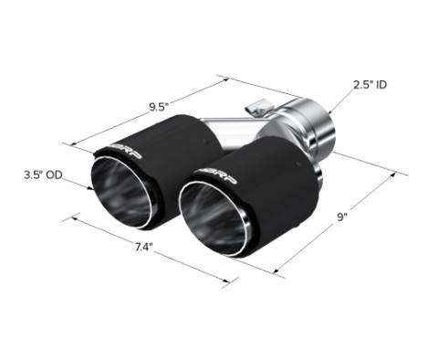 Carbon Fiber Tip 2.5 Inch ID Dual 3.5 Inch OD Out 9.45 Inch Length Dual Wall MBRP