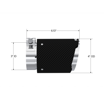 Exhaust Tip 3 Inch ID 4 Inch OD Out 6.13 Inch Length Angle Cut Dual Wall Carbon Fiber and Stainless Steel MBRP