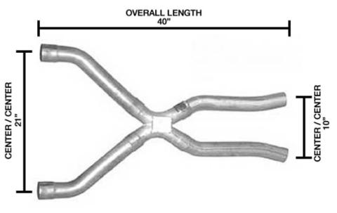 Exhaust X-Pipe Kit Intermediate Pipe 2.5 in Crossover Incl Special Angled Rear Legs Natural 409 Stainless Steel Pypes Exhaust